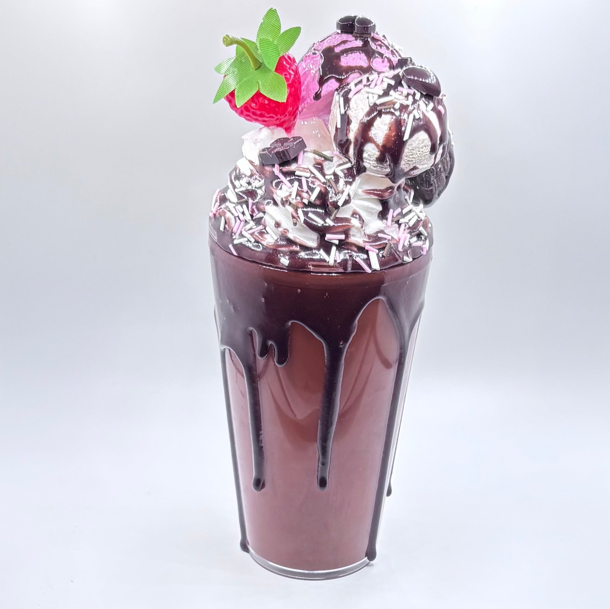 16oz chocolate milkshake with specialty topper